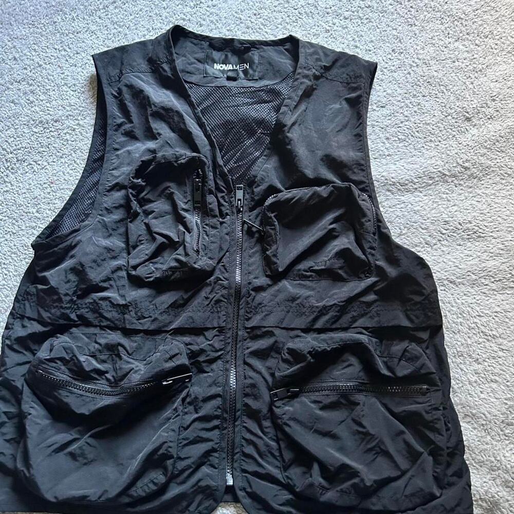 Novamen utility nylon vest cargo Vest SZ M black with pocket